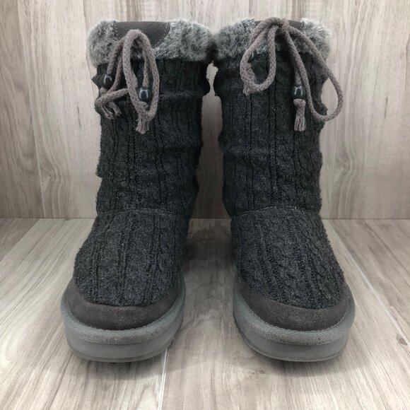 Skechers Boots Womens 7.5 Keepsakes Blur Gray Sweater Knit Pull On Winter Shoes - Picture 7 of 12